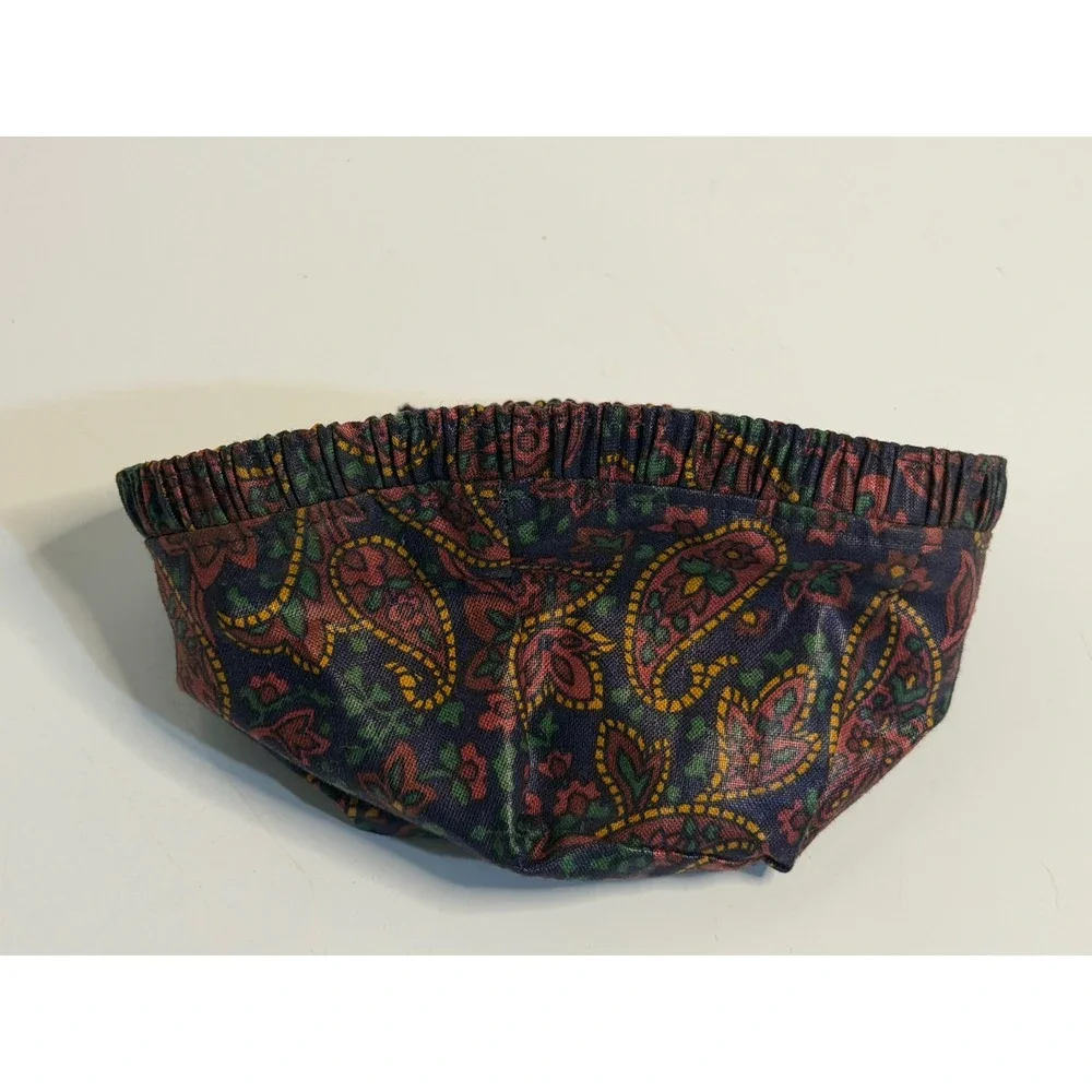 VTG Longaberger Basket Liner Navy Blue Paisley Floral Fabric Cover Accessory NEW